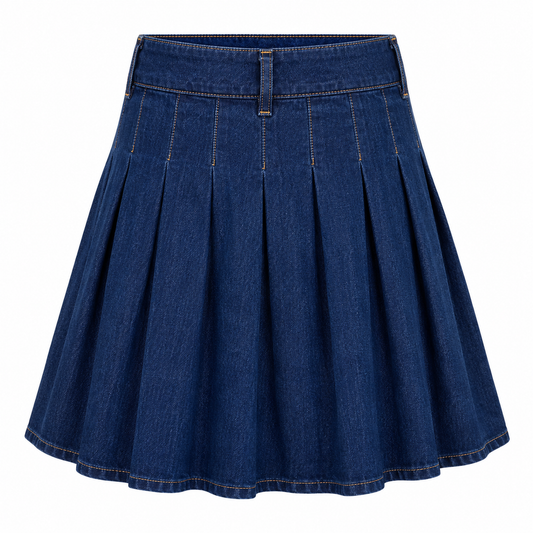 Denim pleated skirt 