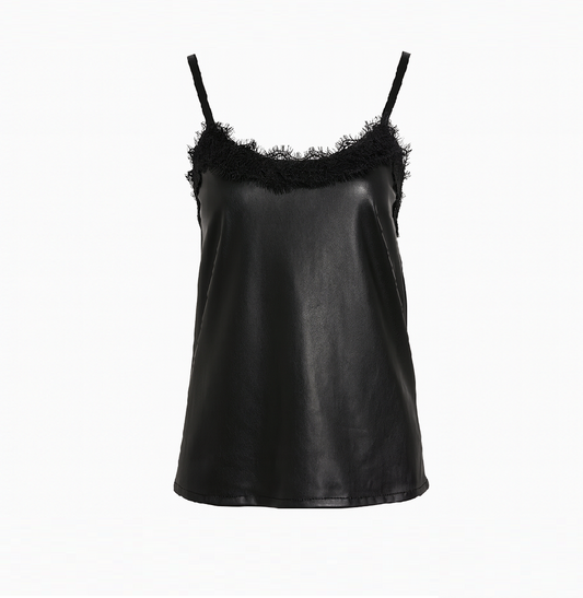 Eco leather top with dentelle