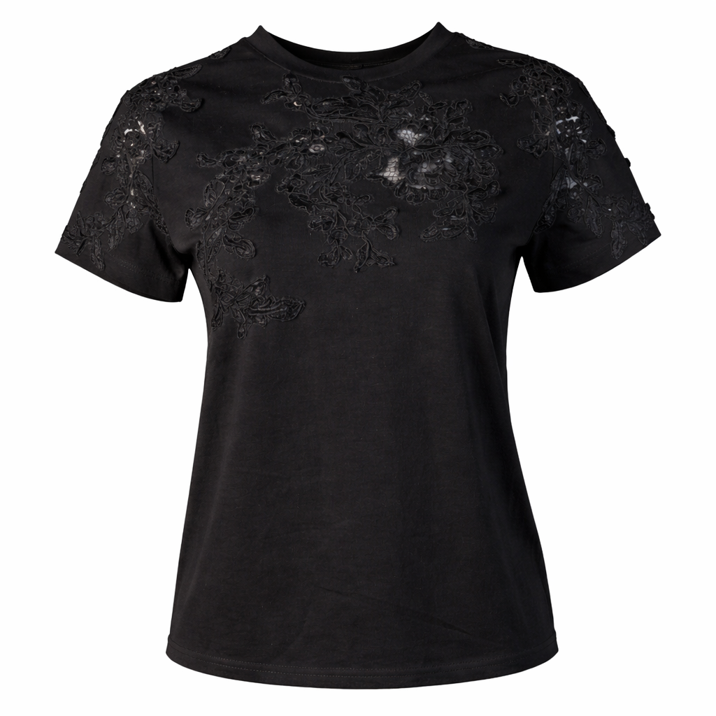 Black t-shirt with dentelle LAMIAR