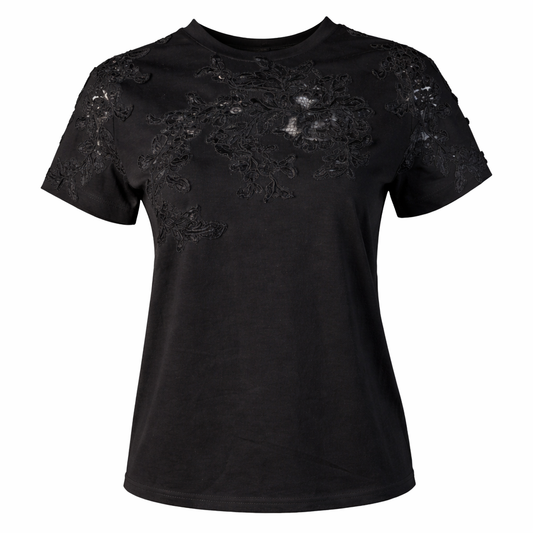 Black t-shirt with dentelle LAMIAR