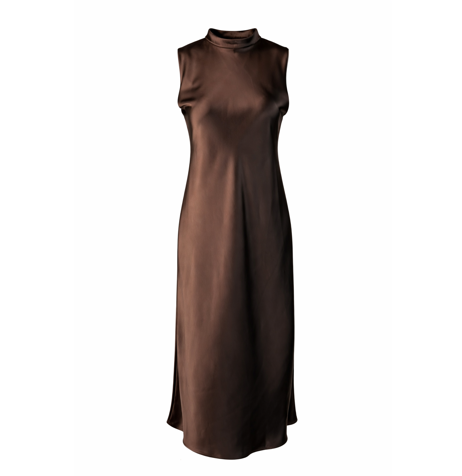 Satin maxi brown dress CHERRY BLUE