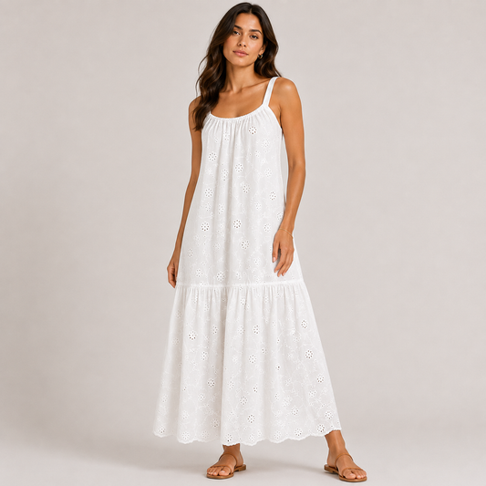 Embroidered maxi white dress 