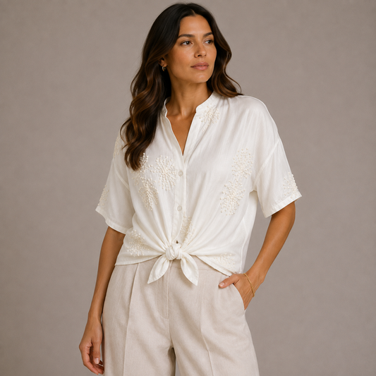 Embroidered off white shirt 