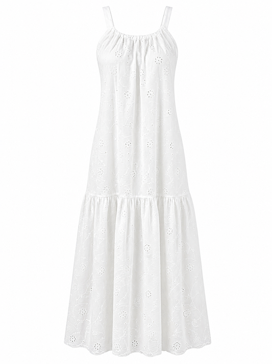 Embroidered maxi white dress 