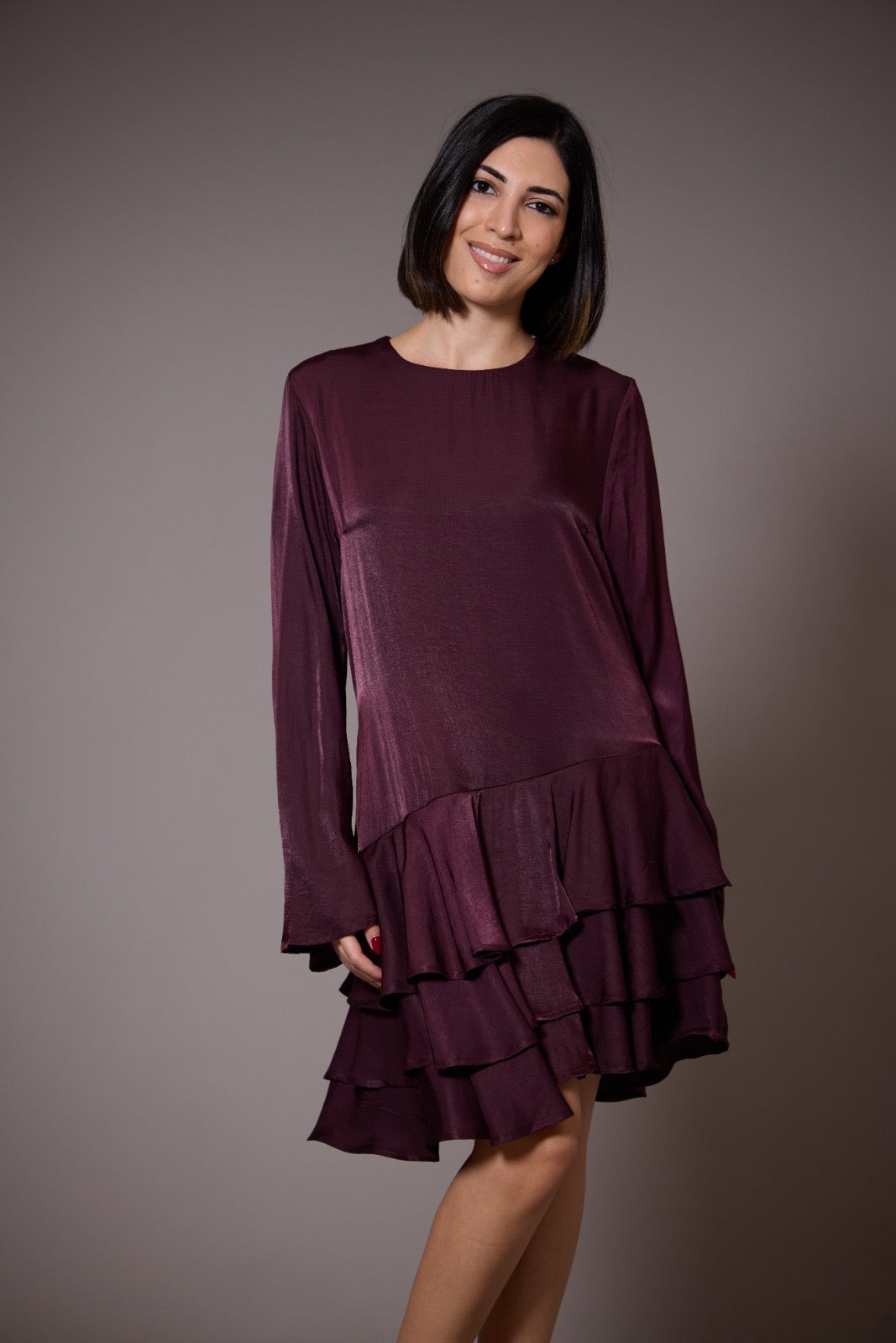 Asymmetrical Bordeaux dress CHERRY BLUE