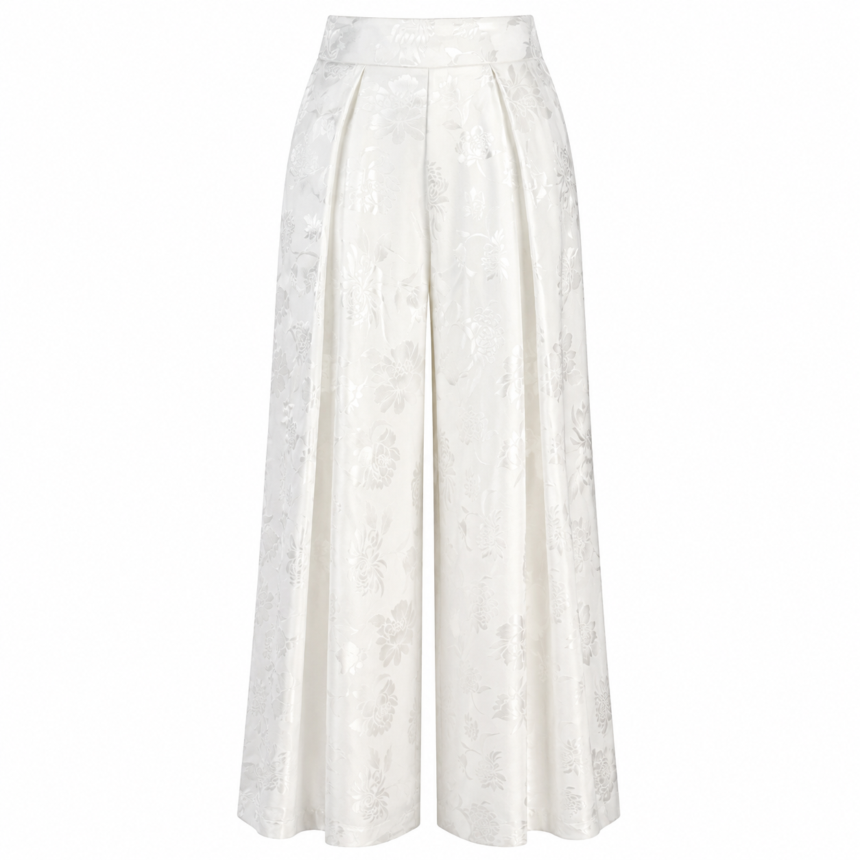 Floral printed white trousers 