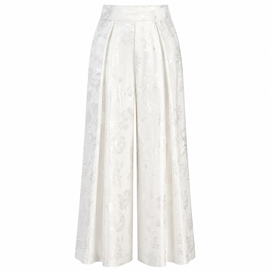Floral printed white trousers 