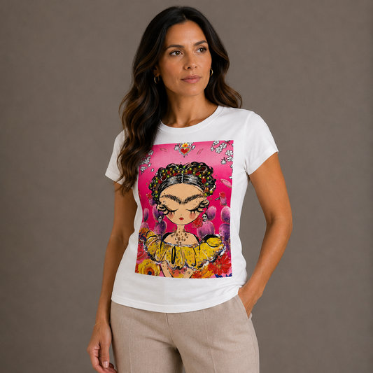 Frida printed tshirt with jewels 