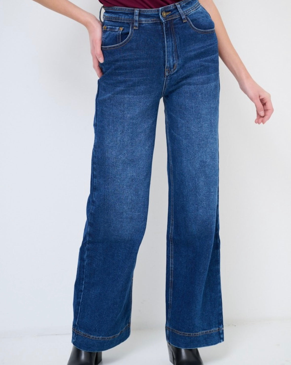 Wide legs boyfriend jeans CHERRY BLUE