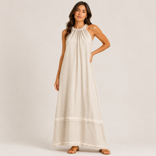 Halter neck dress Beige 