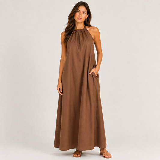 Halter neck dress Brown 