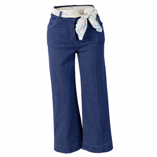 Wide legs jeans with belt scarf LOUIZA FASHION