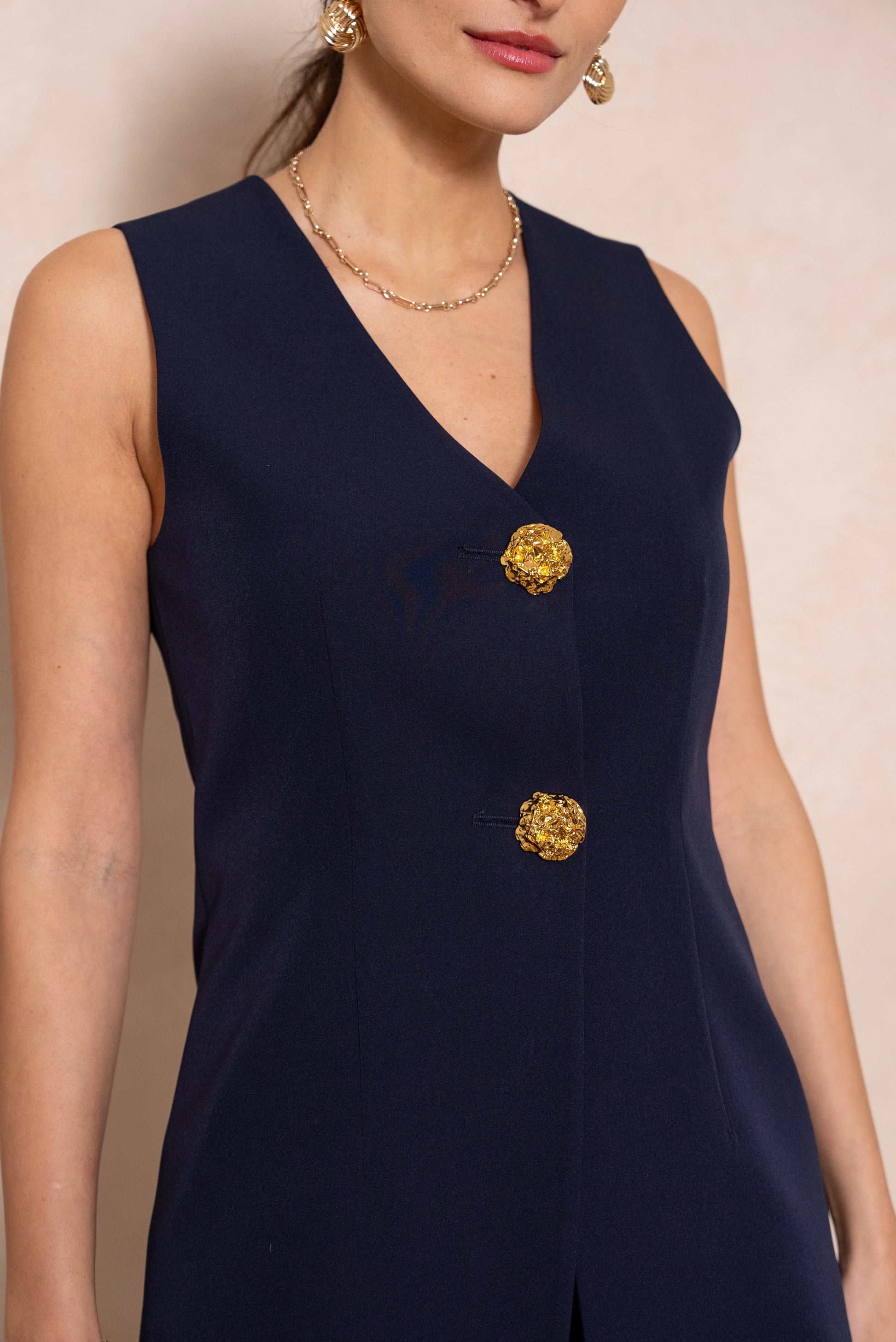Fitted waistcoat with gold buttons ATTENTIF