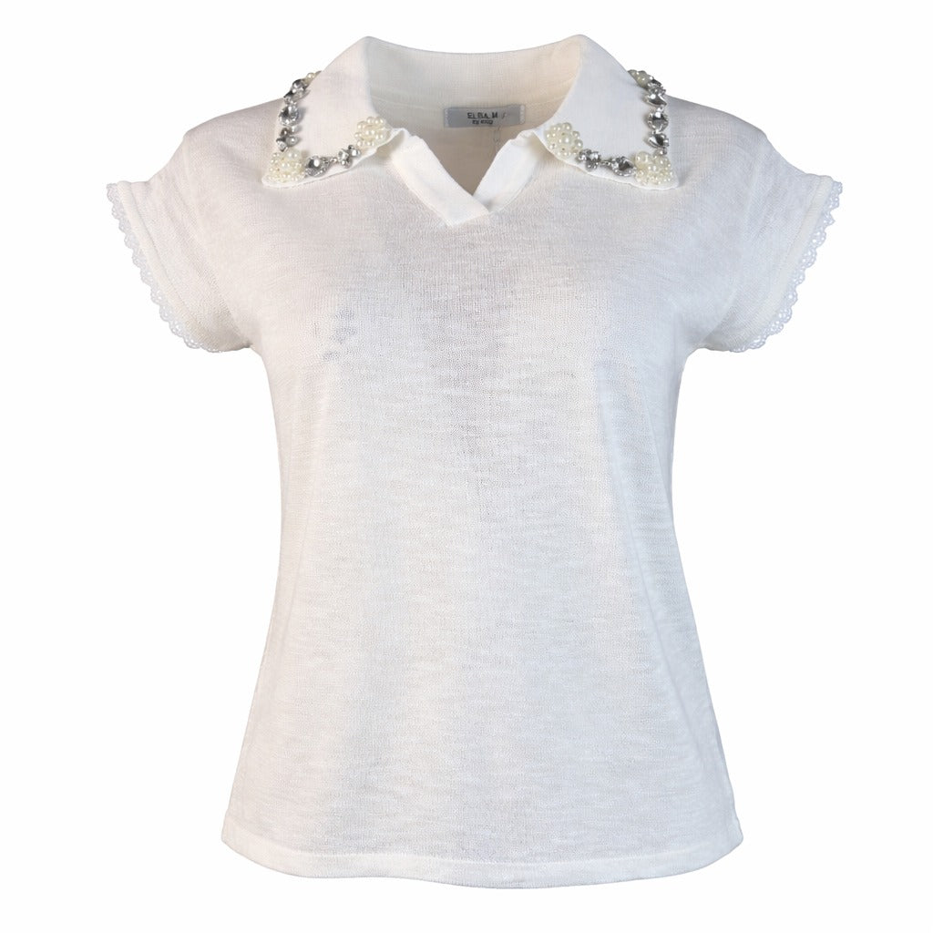 Linen bejeweled top 