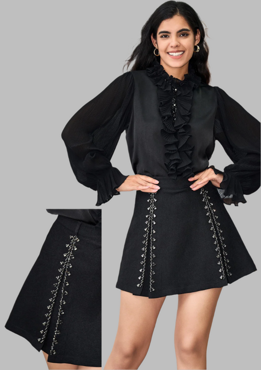 Skirt with rhinestones  color white