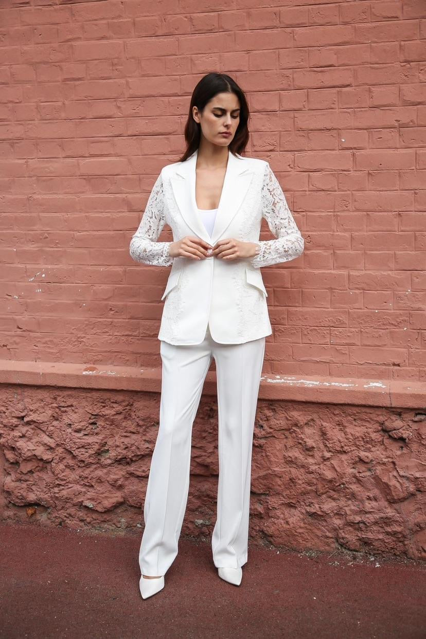 White trousers set blazer dentelle Nana love