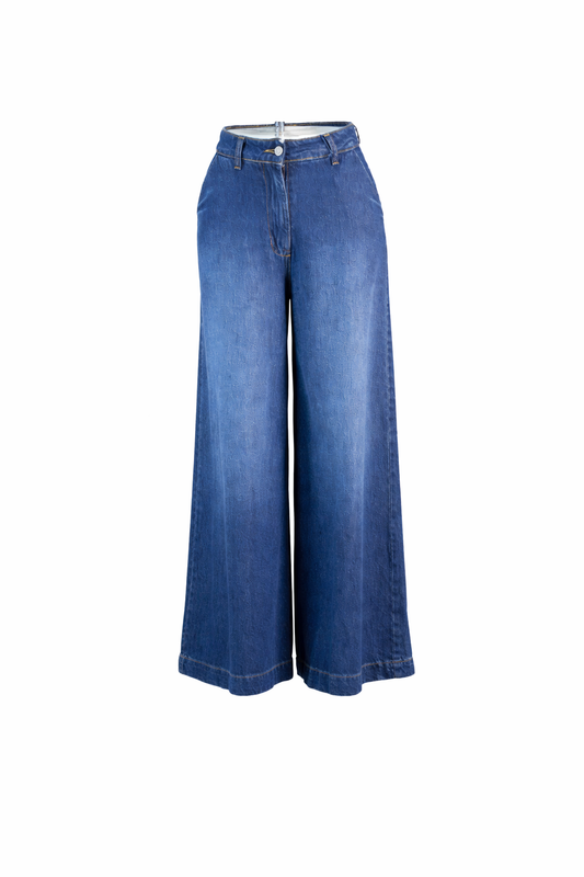 JEANS- wide legs- cropped CHERRY BLUE