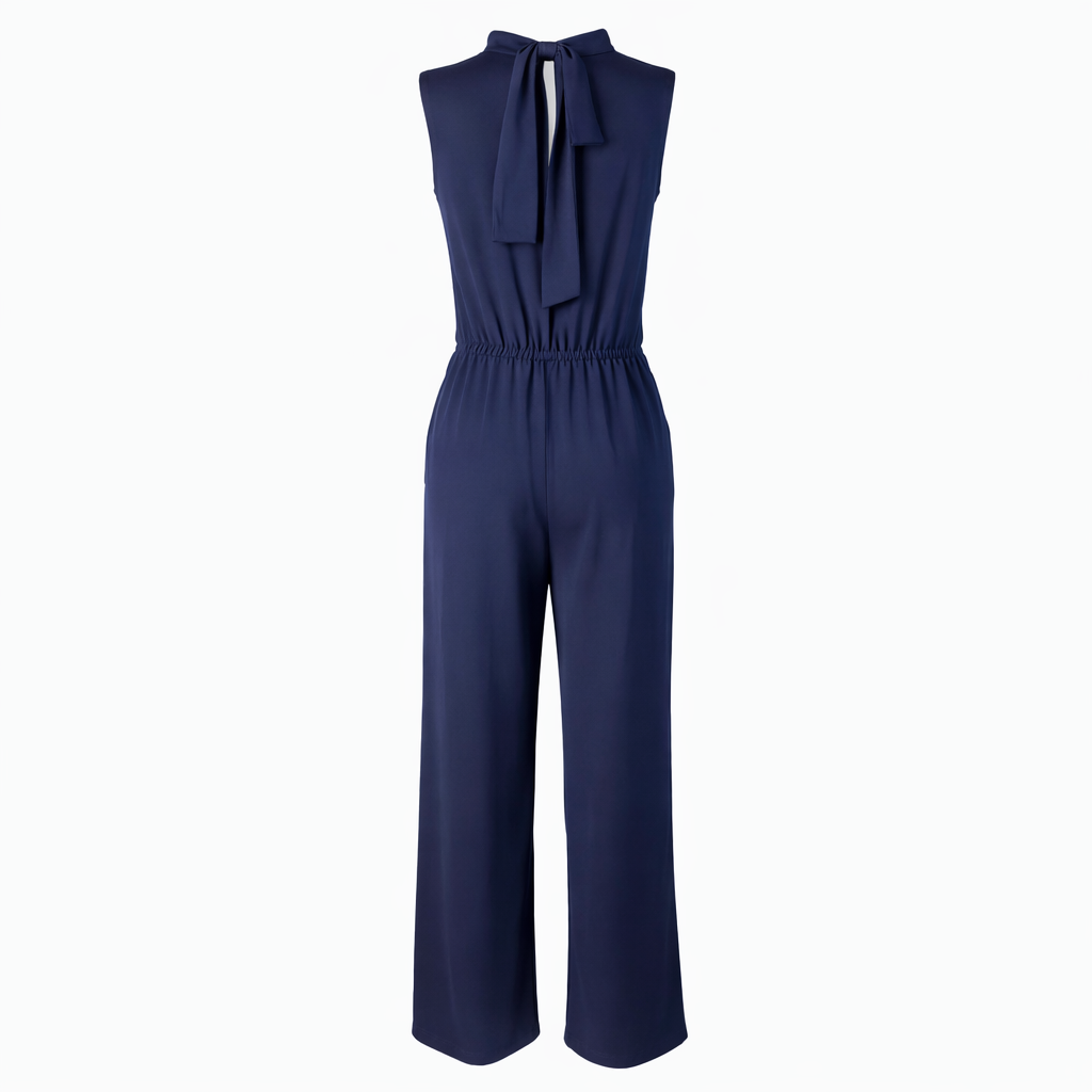 Wide legs jumpsuit with tie on the neck LOUIZA FASHION