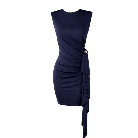 Asymmetrical navy dress CHERRY BLUE