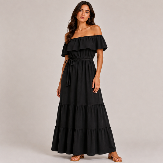 Off shoulders maxi dress Black 