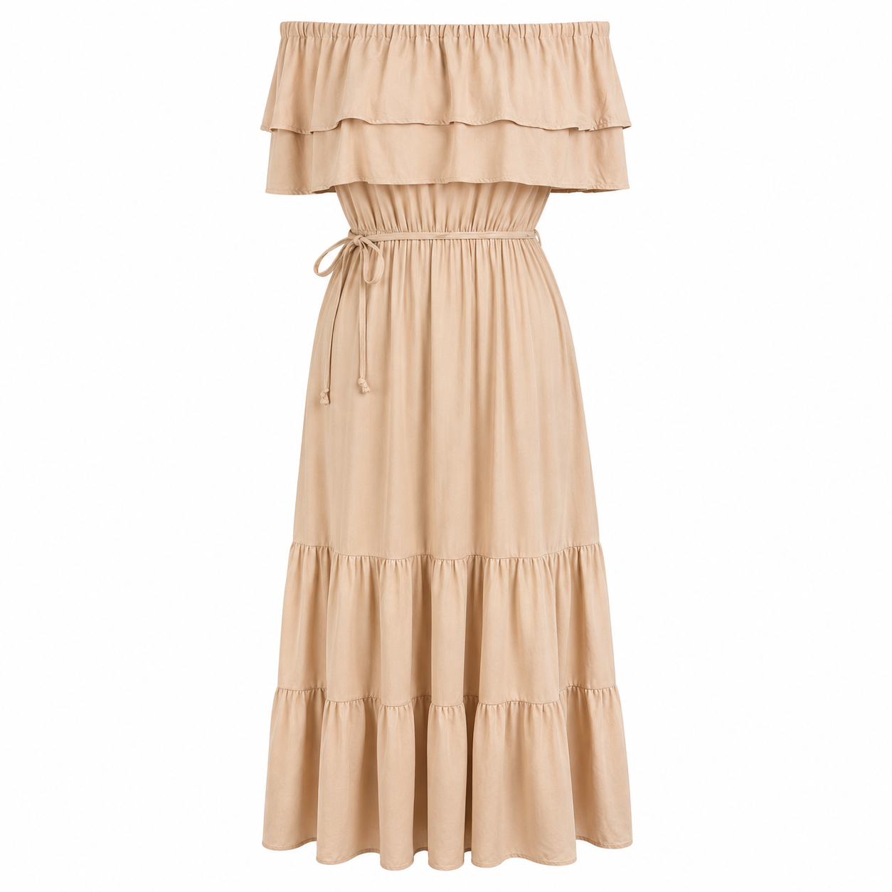 Off shoulders maxi dress Beige 