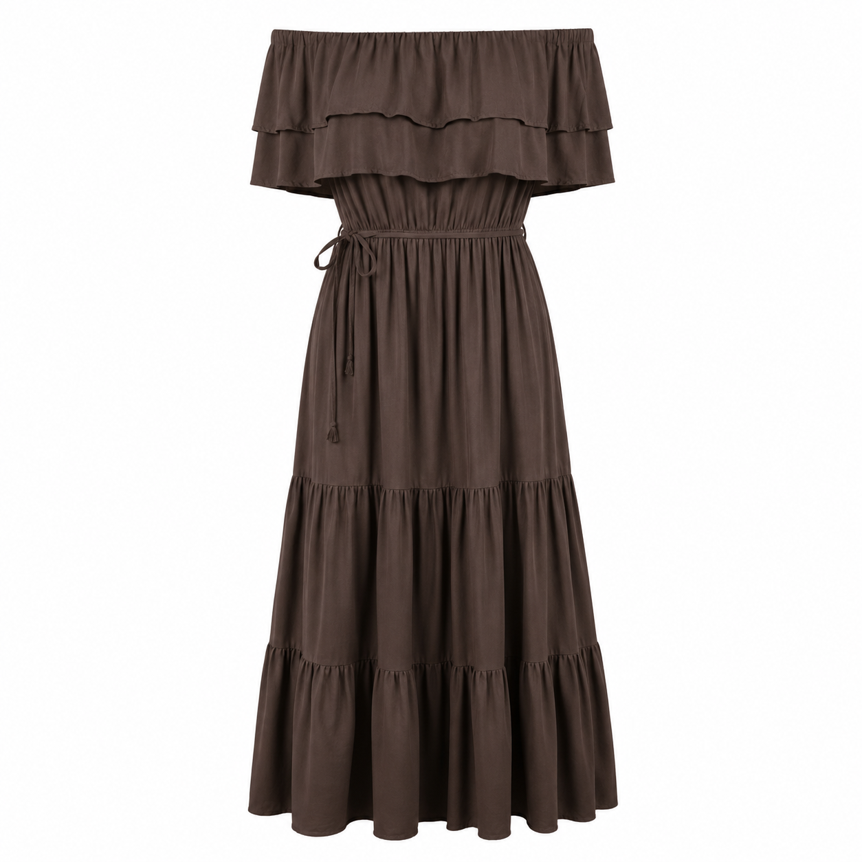 Off shoulders maxi dress Brown 