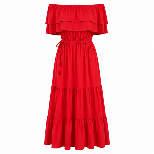 Off shoulders maxi dress Red 