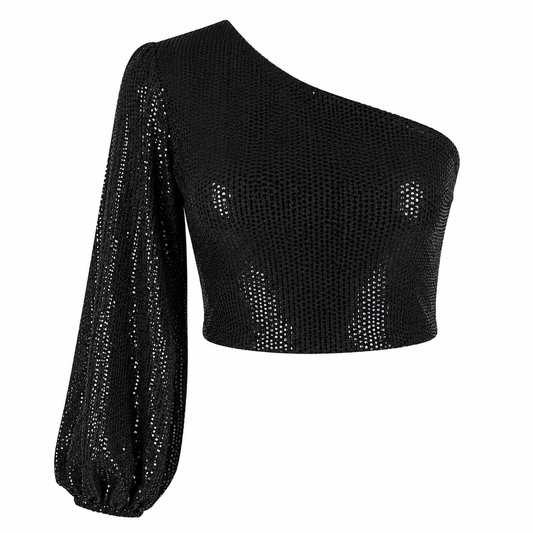 One shoulder shiny top 