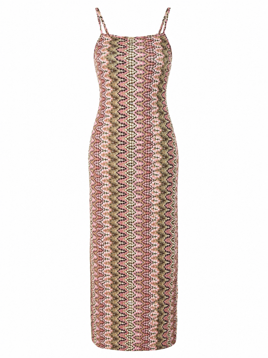 Open back missoni print dress Pink 