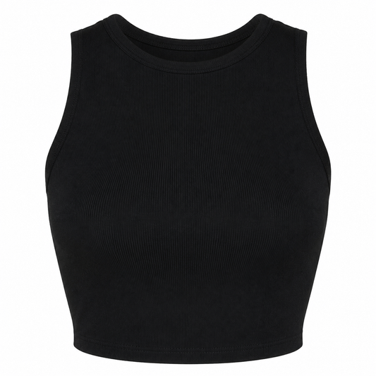 Plain viscose crop top - black 