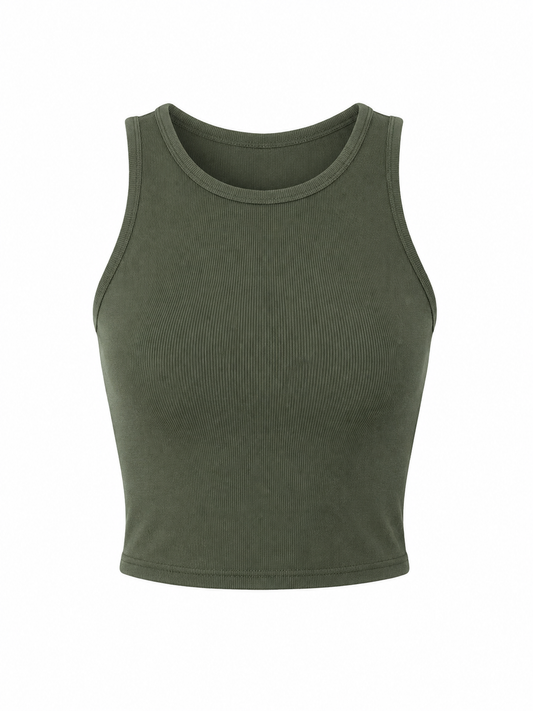 Plain viscose crop top - military green 