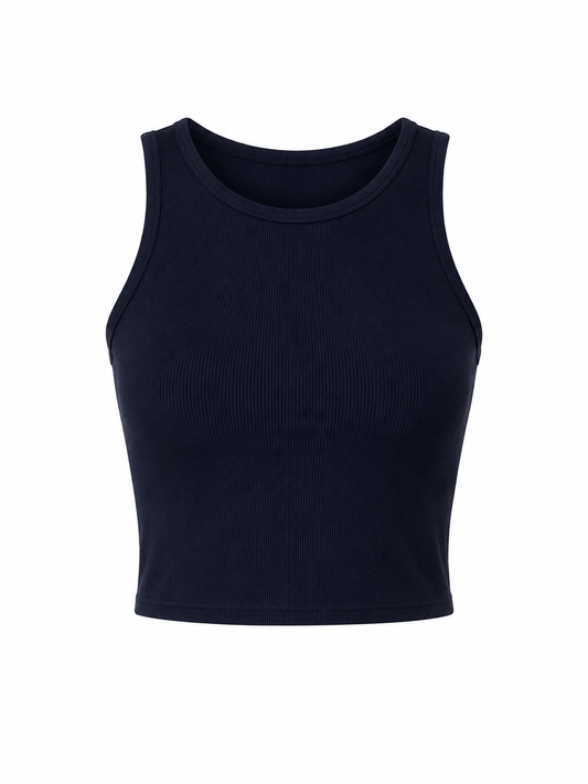 Plain viscose crop top - navy 
