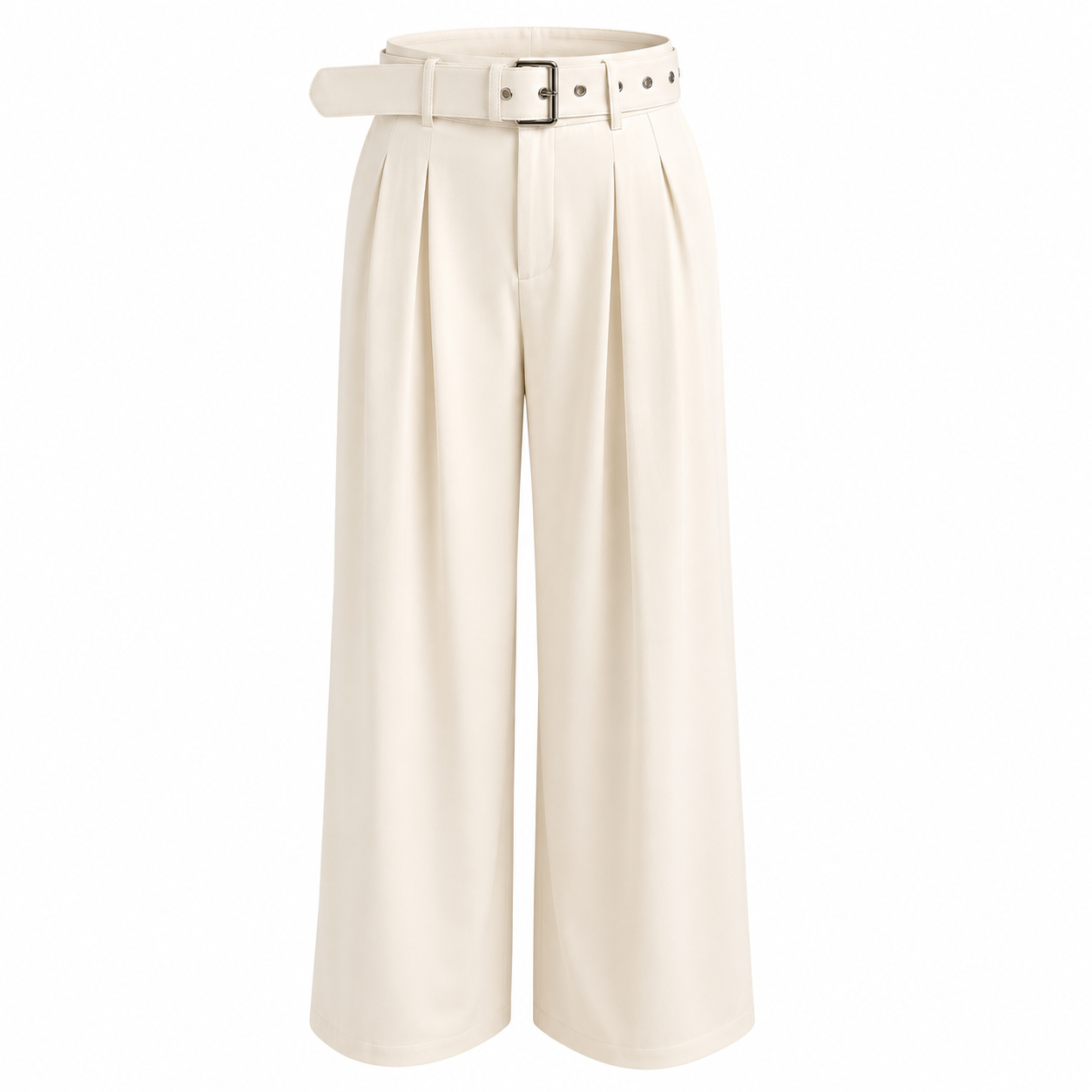 Pleated wide legs trousers with belt 