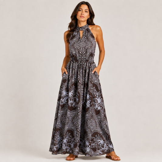 Printed halter neck dress 