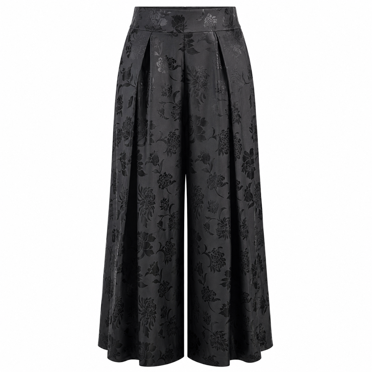 Printed floral black trousers 
