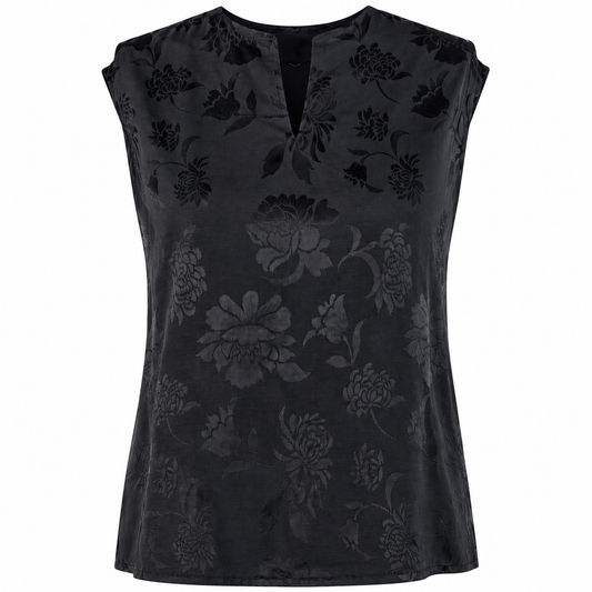 Printed floral white top Black 