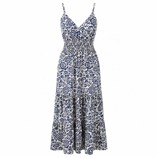 Printed navy blue dress 
