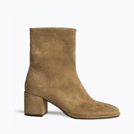 Corina Shoes Camel suede boots with block heels
