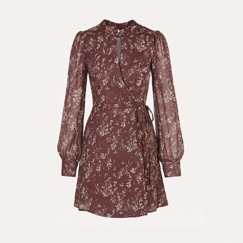 Printed bordeaux dress CHERRY BLUE