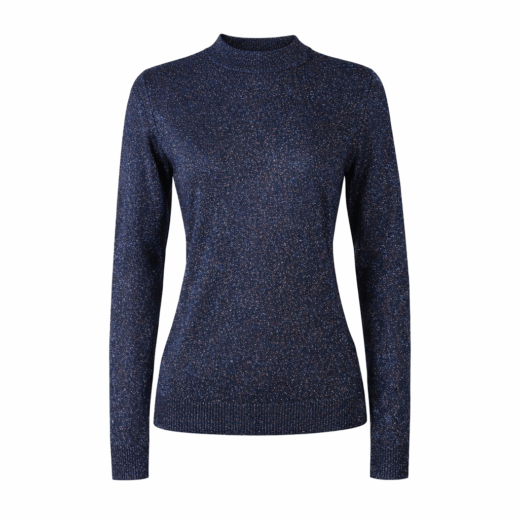 Round neck metallic sweater Bleu