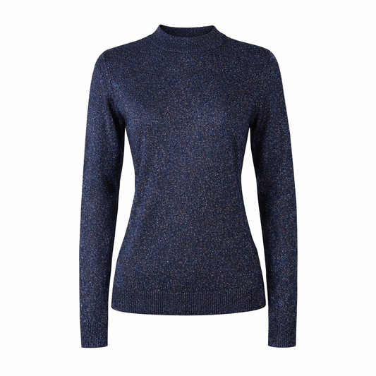 Round neck metallic sweater Bleu