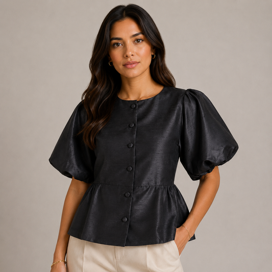 Satin vest - puffy shoulders 