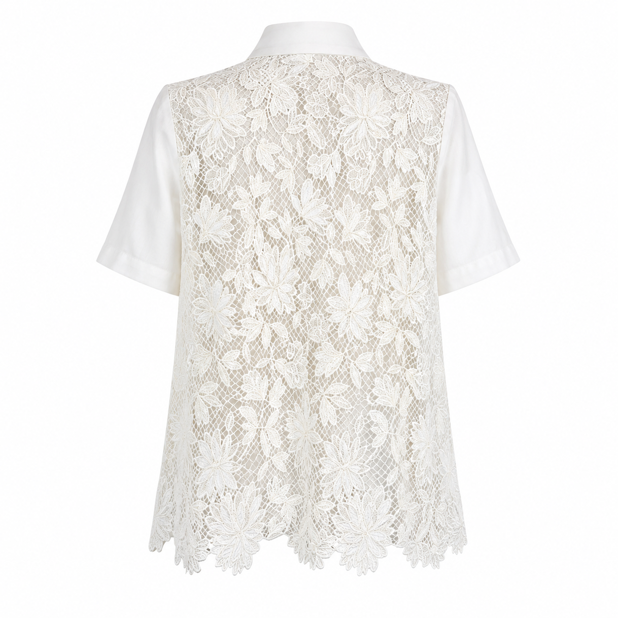 Short sleeves linen blazer with dentelle on the back 