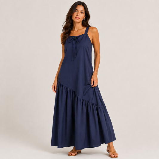 Simple poplin dress Blue 