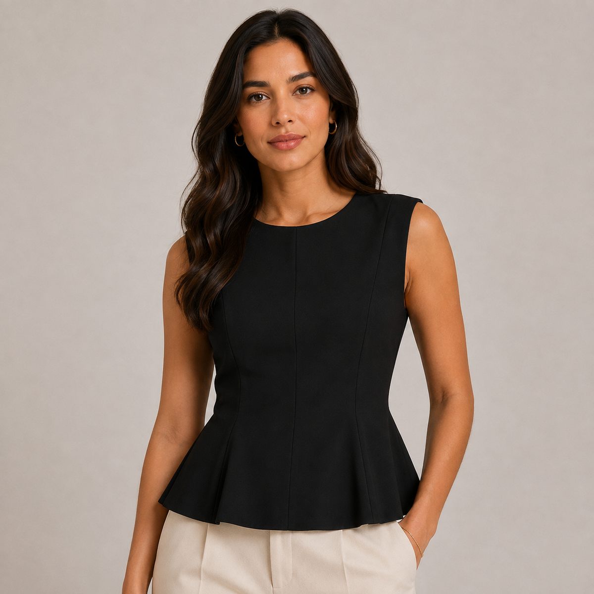 Sleeveless Flare Top – Black & White