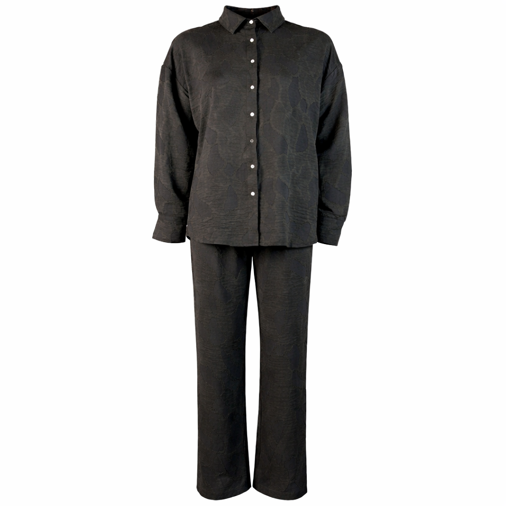 Black set: shirt + wide legs trousers LAMIAR