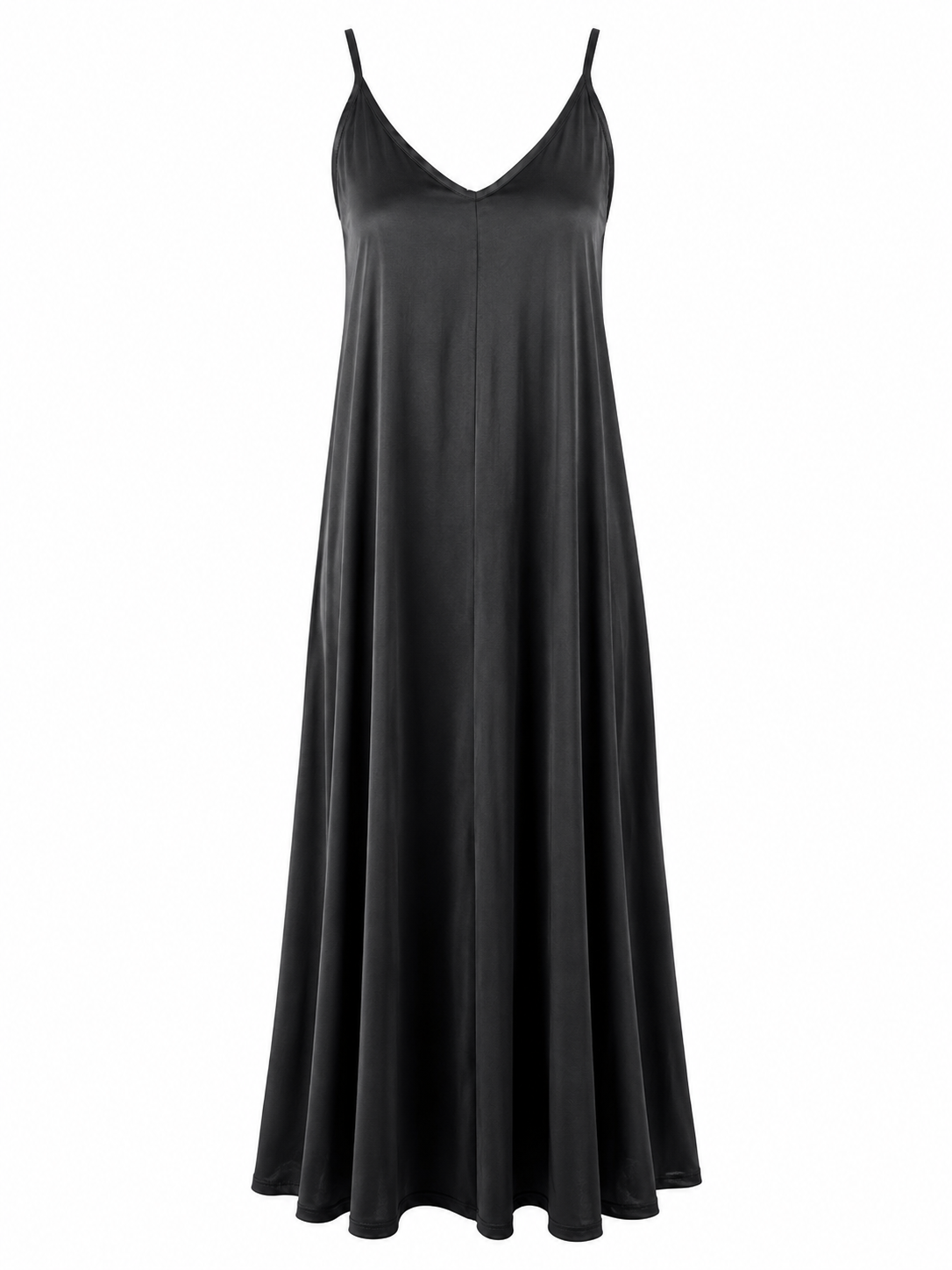 V-neck viscose maxi black dress 