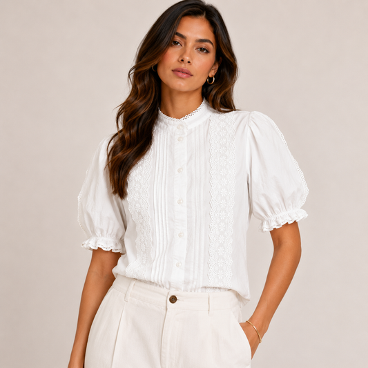 Short sleeves embroidered shirt 