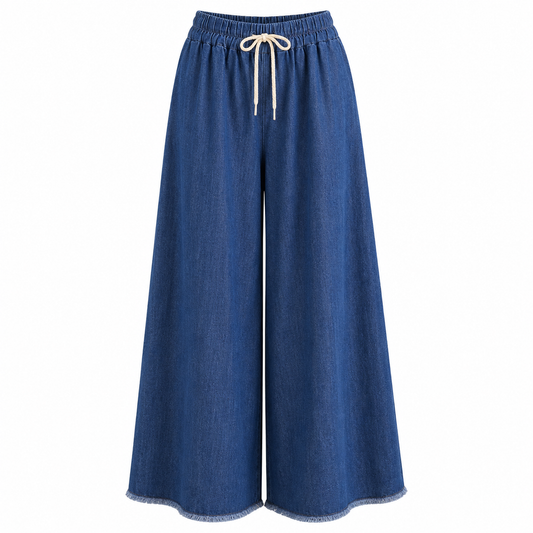Wide legs elastic waistcoat jeans 