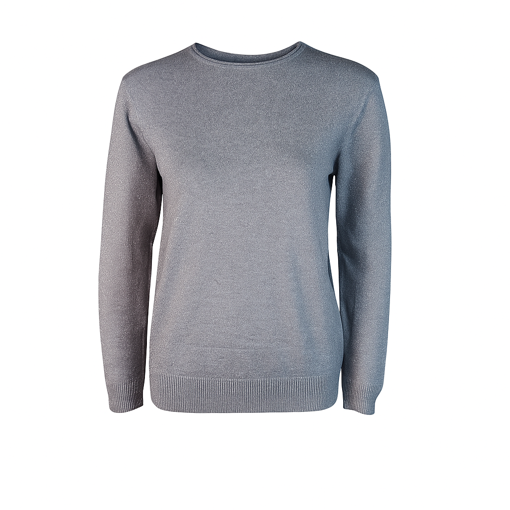 Basic Round neck metallic knit sweater